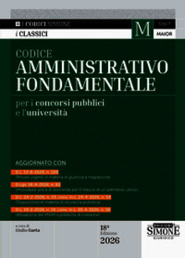 Codice amministrativo fondamentale per i concorsi pubblici e l'università 2026