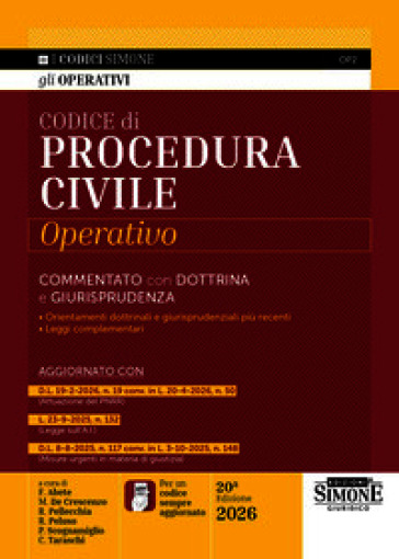 Codice di procedura civile operativo. Commentato con dottrina e giurisprudenza