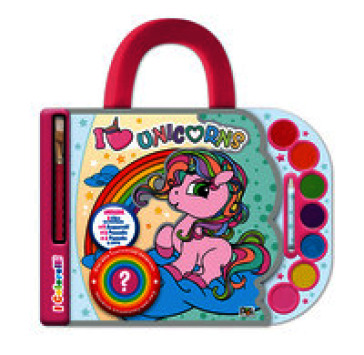 Valigetta acquerelli. I colorelli. I love unicorns. Ediz. a spirale. Con acquerelli, pennello, pastello a cera bianco e sorpresa 