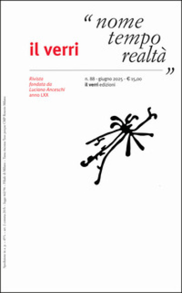 Il Verri (2025). Vol. 88: Nome, tempo, realtà