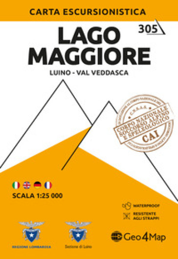 305. Lago Maggiore, Luino, Val Veddasca. Carta escursionistica 1:25.000