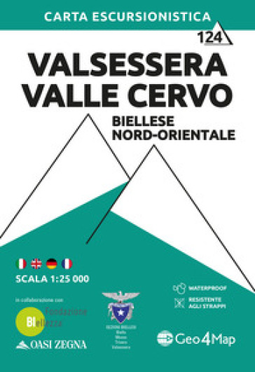 124 Valsessera, Valle Cervo. Biellese nord-orientale. Carta escursionistica 1:25.000. Ediz. multilingue
