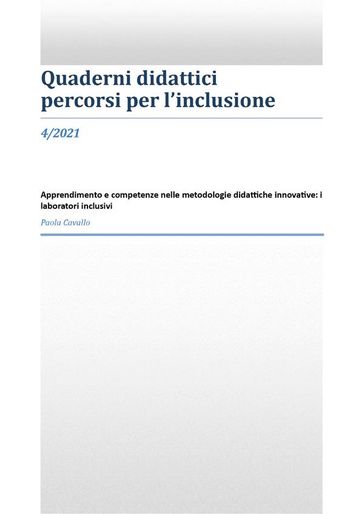 Apprendimento e competenze nelle metodologie didattiche innovative: i laboratori inclusivi