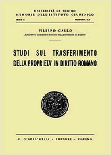Studi sul trasferimento della proprietà in diritto romano