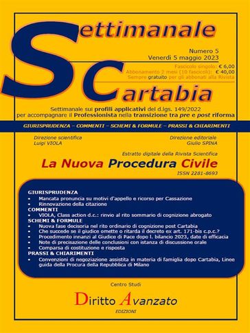 SETTIMANALE CARTABIA n. 5 - Venerdì 5.5.2023