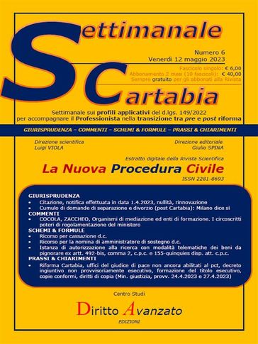 SETTIMANALE CARTABIA n. 6 - Venerdì 12.5.2023