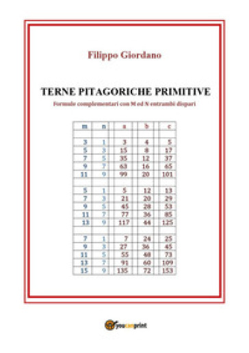 Terne pitagoriche primitive. Formule complementari con M ed N entrambi dispari