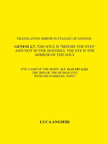 Translation Error in Italian of Genesis 2,7: The soul is Before the eyes et not...