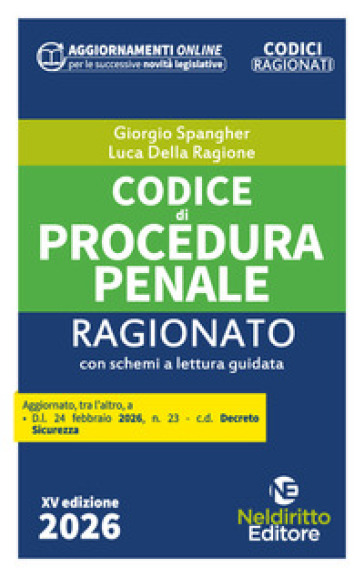 Codice di procedura penale ragionato 2026 aggiornato al Decreto Sicurezza