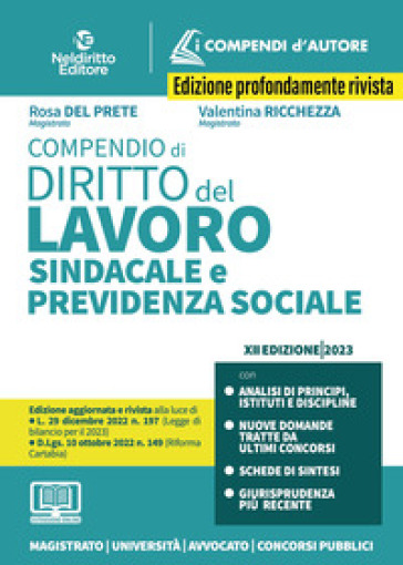 Compendio Di Diritto Del Lavoro, Sindacale E Della Previdenza Sociale.: Nuova Ediz. Con Estensione Online