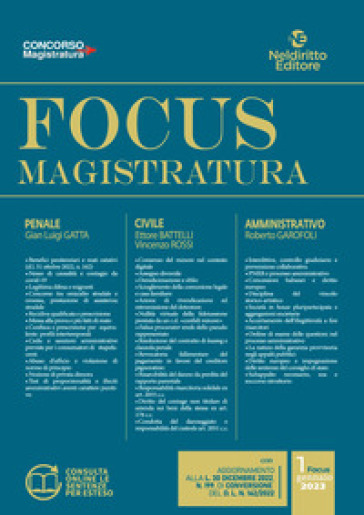 Focus Magistratura. Concorso Magistratura 2023: Penale, Civile, Amministrativo (Vol. 1)-image