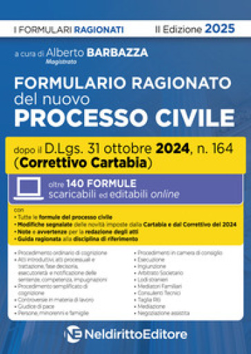 Formulario Ragionato Del Nuovo Processo Civile Aggiornato Al Decreto Correttivo Cartabia 2024. Con Espansione Online