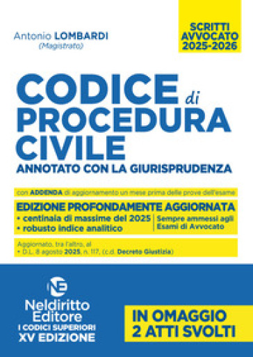 Codice di procedura civile. Annotato con la giurisprudenza per l'Esame di avvocato 2025-2026