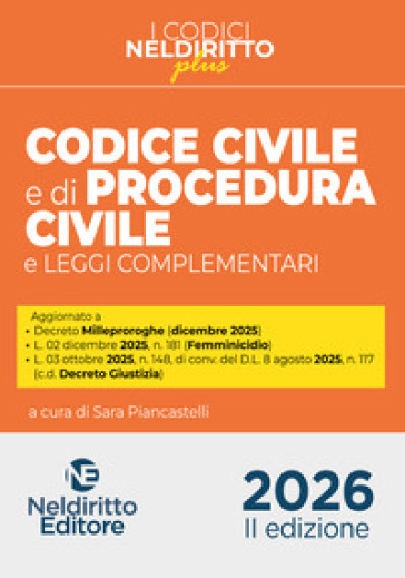 Codice civile e di procedura civile plus 2026. Con espansione online