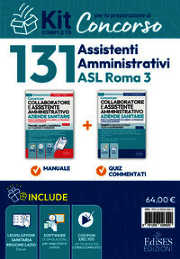 Concorso 131 assistenti aministrativi ASL Roma 3. Kit completo. Con software di simulazione e assistente virtuale