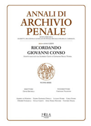 Archivio penale. Rivista quadrimestrale di diritto, procedura e legislazione penale, speciale, europea e comparata (2024)