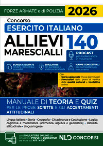 Concorso 140 allievi marescialli esercito italiano. Manuale di teoria e quiz 2026. Nuova ediz. Con espansione online