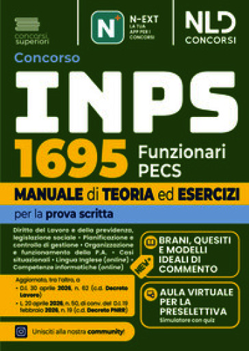 Concorso INPS 2026 1695 Funzionari PECS prova scritta. Manuale di teoria ed esercizi. Con software di simulazione
