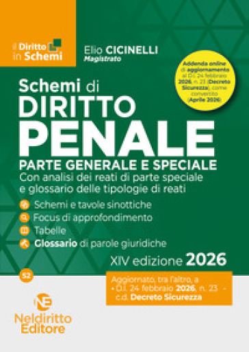 Schemi di Diritto Penale 2026. Parte generale e speciale