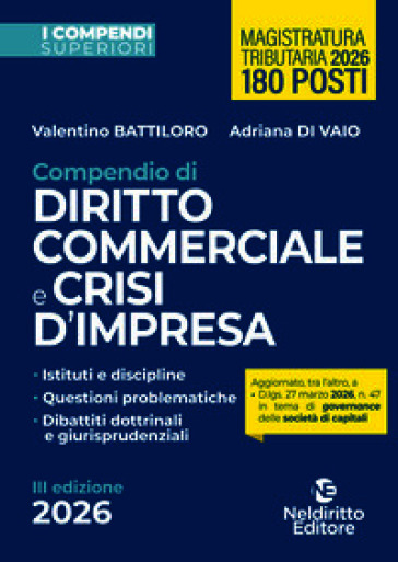 Compendio Superiore di Diritto Commerciale e della Crisi di Impresa edizione 2026
