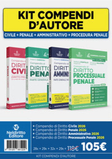 Kit Compendi d'autore 2026: Civile + Penale + Amministrativo + Procedura Penale