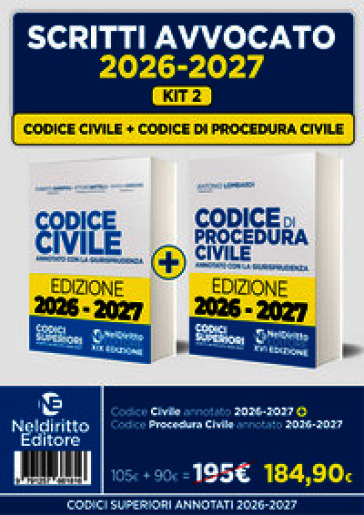 Kit 2 Codice civile + Codice di procedura civile annotati per l'esame di avvocato