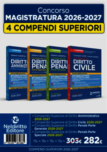 Kit 4 compendi superiori Civile, Penale e Amministrativo 2026-2027