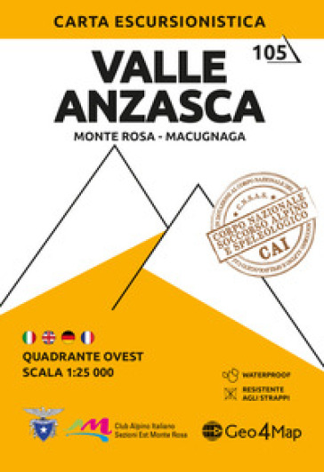 Valle Anzasca. Monte Rosa versante nord, Macugnaga 1:25.000