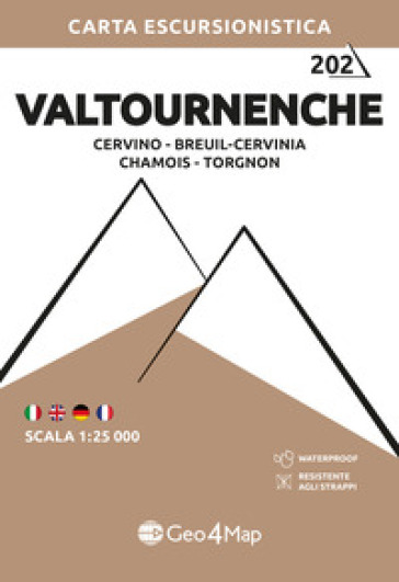 202 Valtournenche Cervino - Breuil-Cervinia - Chamois - Torgnon. Carta escursionistica 1:25.000